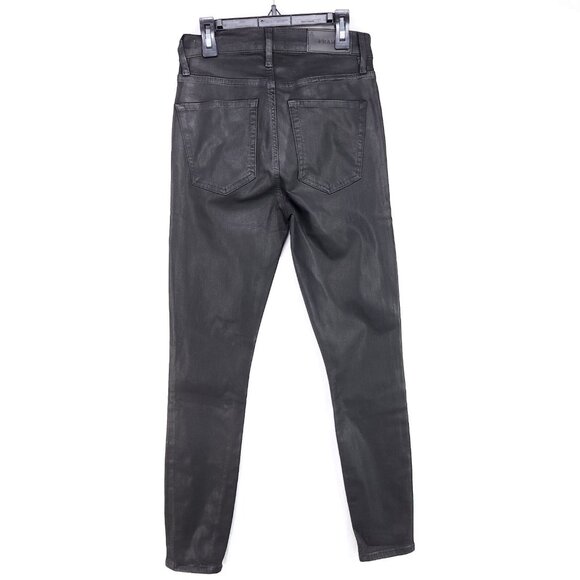 Frame The Alix Faux Leather Jeans Womens Size 26 Skinny Black High Rise - Picture 2 of 14